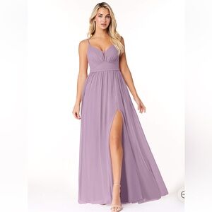 Size 14 Wisteria A-Line V-Neck Pleated Chiffon Dress